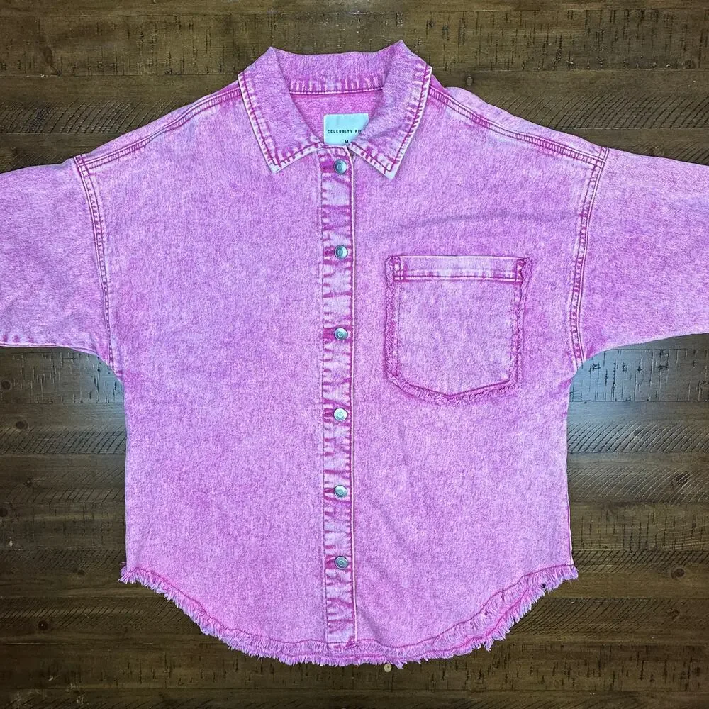 Celebrity Pink Women's Button Up Jeans Shirt Collared Long Sleeves Size M - Picture 5 of 16